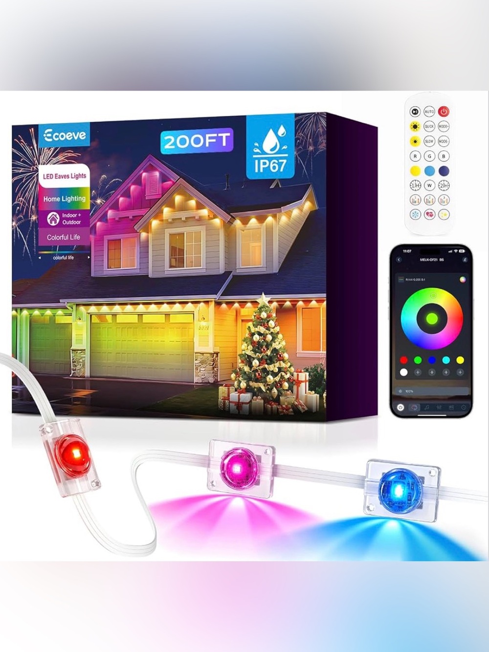 200FT Permanent Outdoor RGB+IC Lights – Smart App & Remote Control